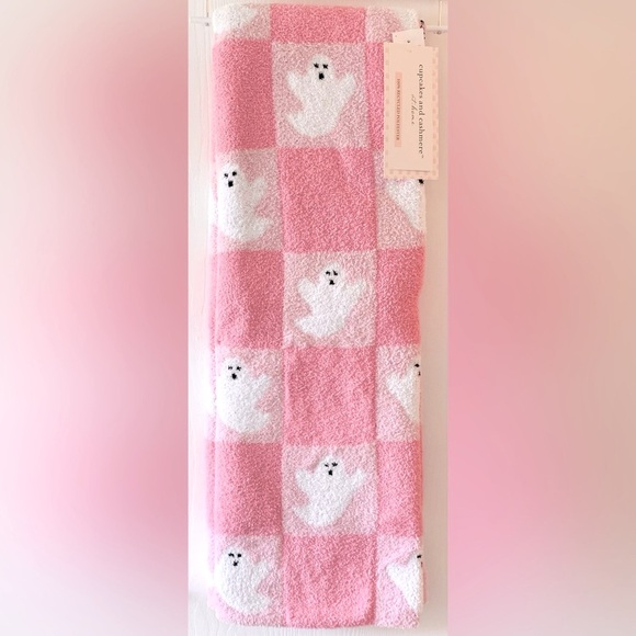 Cupcakes and Cashmere Halloween Pink Ghost Throw Blanket - Picture 2 of 6